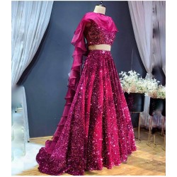 Velvet Lehenga choli With Beautiful Sequence work in 5 Stunning Colors